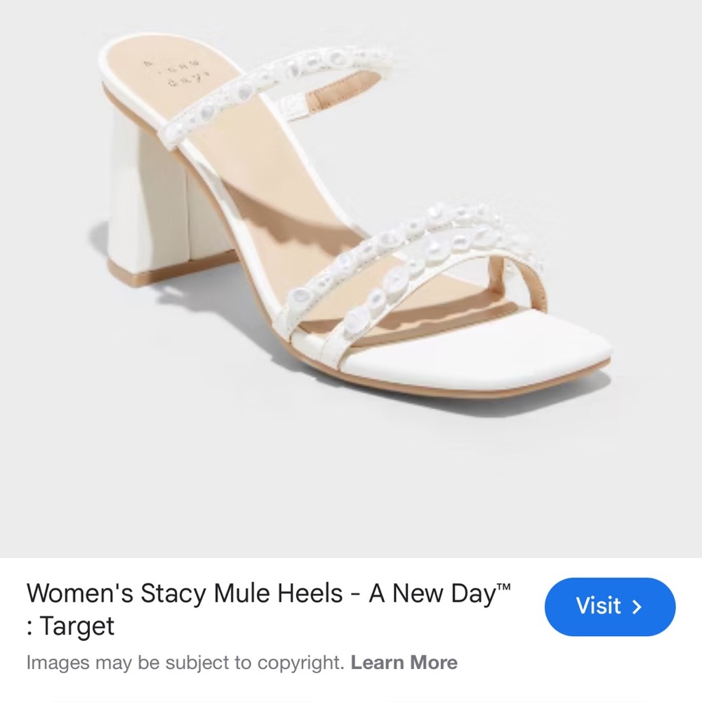 A New Day White Block Heel Sandals